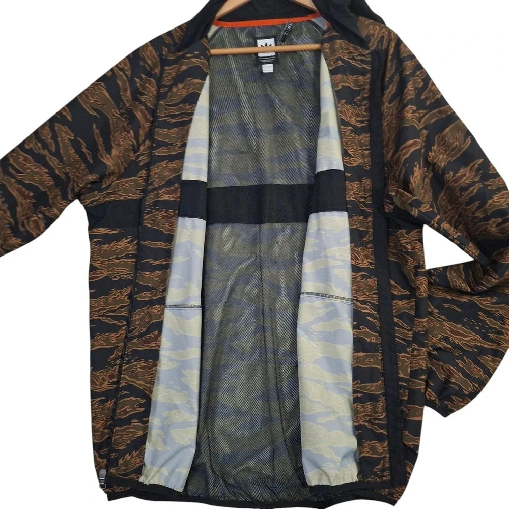 Adidas Originals Tiger Stripe Camo Windbreaker Jacket Men's XL Climalite Brown